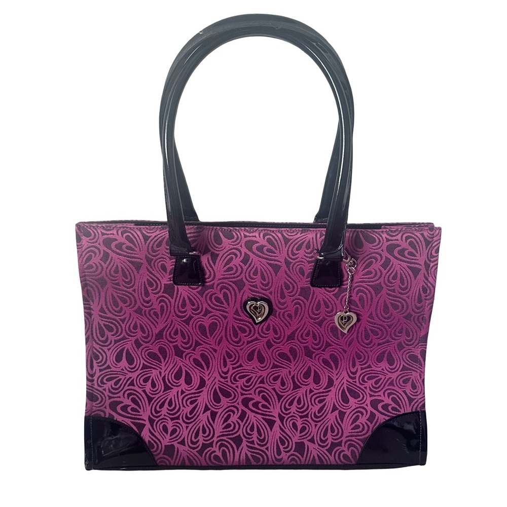 Diane Von Furstenberg Pink Patterned Tote with Black Patent Trim